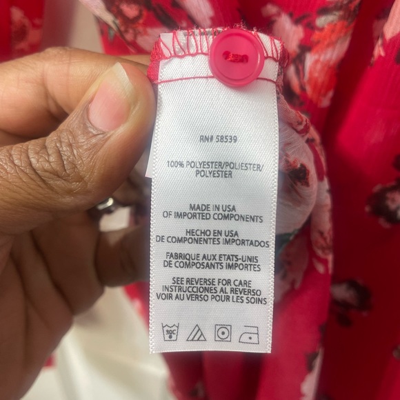 Kut From The Kloth Floral Surplice Roll Tab Sleeve Blouse Women Size Large - Picture 6 of 7